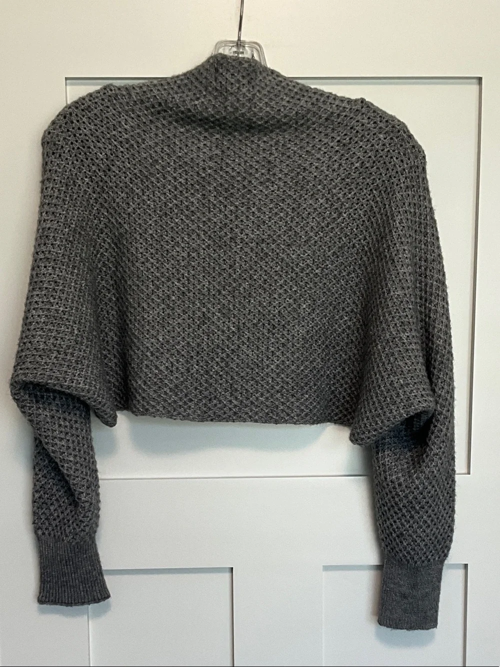 Anthropologie Charcoal Gray Cropped Knit Shrug